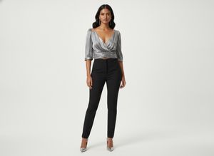 Glamorous Silver Ruched Top