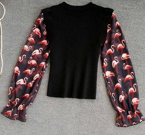 Flamingo Print Top🦩🖤