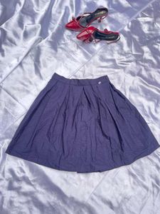 Pleated A-Line Midi Skirt
