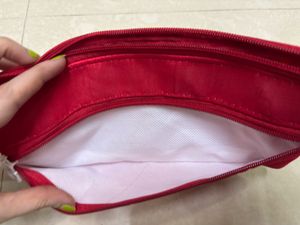 Red Silk Floral Hand-Embroidered Festive Clutch!