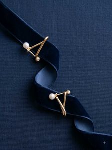 Geometric Pearl Drop Earrings