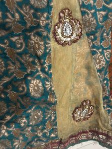 Elegant Teal &amp; Orange saree