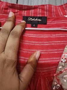 Red Apple Cut embellished Short Kurti