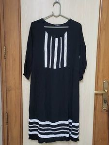 Black Kurta with White Lace Detail never used