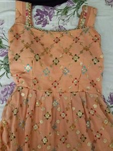 Peach Embroidered Y2k Kurti