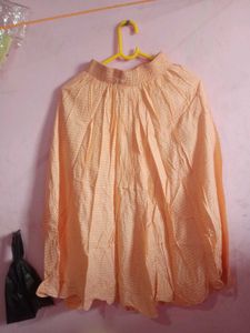Elegant Light Orange Printed Ethnic Skirt