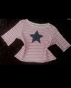 Y2k Striped Star Tee
