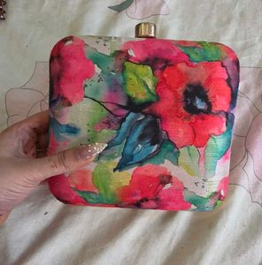 Vibrant Floral Print Clutch Bag