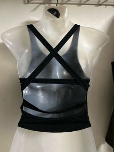 Ribbed Black Crop Tank Top