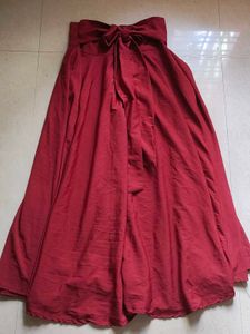 Elegant Red Maxi Skirt with Bow