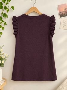 Cute Ruffle Sleeve Ribbed Top