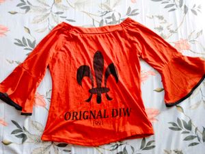 Orange Bell Sleeve Top