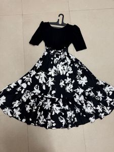 Black & White Floral Midi Dress