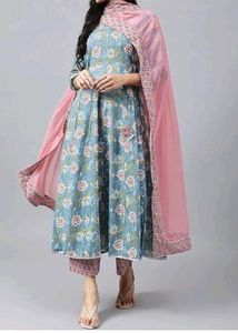 Floral Print Kurta Set with Dupatta