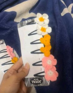 Cute Crochet Flower Hair Clips Set