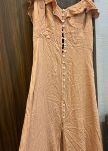 Peach Button Down Maxi Dress