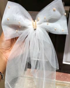 White Bow Pin For Hair