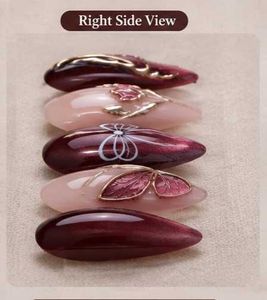 Elegant Burgundy Press-On Nails. (Customizable)