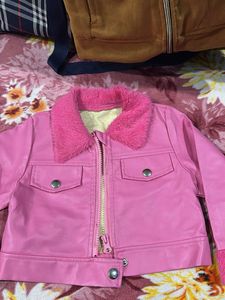 Pink Faux Leather Jacket