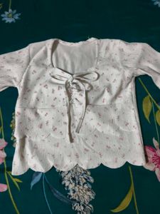 Cute Floral Print Ribbed Top