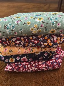 Floral Print Dress Material - Set of 5