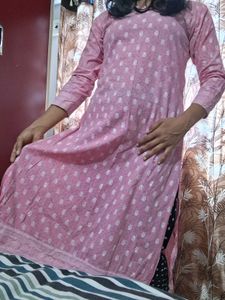 Pretty Pink Kurta with White Polka Dots