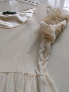 Cream Puff Sleeve Babydoll Dress