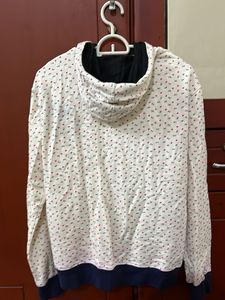 Cute Heart Print Zip-Up Hoodie