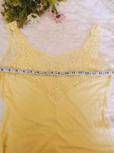 Vintage Yellow Lace Slip Dress