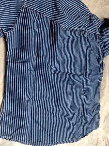 Blue &amp; White Striped Button-Up Chore Shirt Jacket