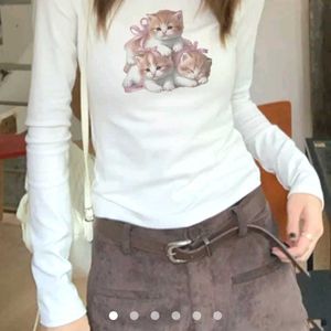 Cute Kitten Graphic Pullover T-shirt