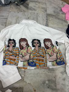 Graphic Print Button-Up Shirt