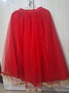 Vibrant Red lehnga choli with Gold Border