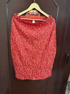 Cherry Red Floral Skirt