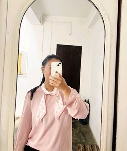 Pink Blouse with Neck Tie