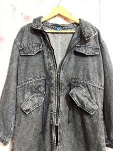 Urban Edge carbon black Denim Trench Coat