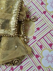 Gold Embellished Skirt With Dupatta