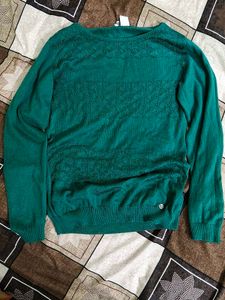 Teal Knit Sweater with Textured Pattern