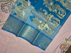 Beautiful Blue Pure Cotton Saree