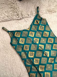 Bright and elegant Emerald Green kurtha + dupata