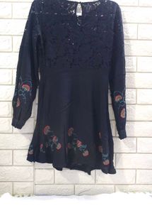 Forever21 Black Embroidered Lace Dress
