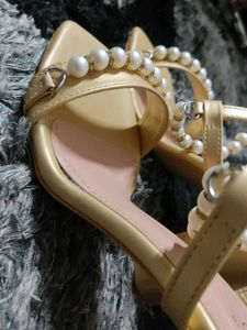 Gold Pearl Embellished Sandals