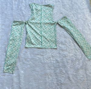Cute Floral Cold Shoulder Top