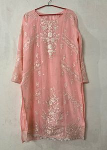 Pakistani Embroidered Pink Kurta set