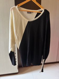 Black &amp; Cream Sweater Top | Stylish State