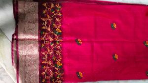 Vibrant Pink Embroidered Saree