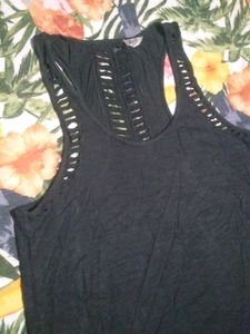 Black Tank Top with Cutout Detail