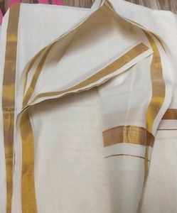 Premium Kerala Dhoti Golden Border | Brand New |