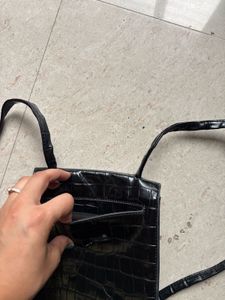 Black Croc Embossed Mini Bag