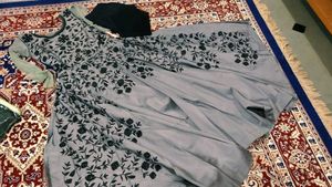 Elegant Grey Floral Gown